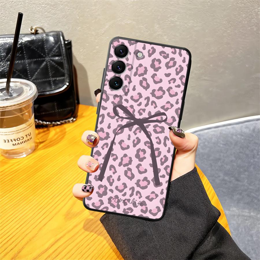 Creative Leopard Print Bow Case for Samsung Galaxy A57 A15 A23 A55 A37 A53 A17 A25 A16 A05 A06 A73 A51 A52 A36 Phone Cover A13