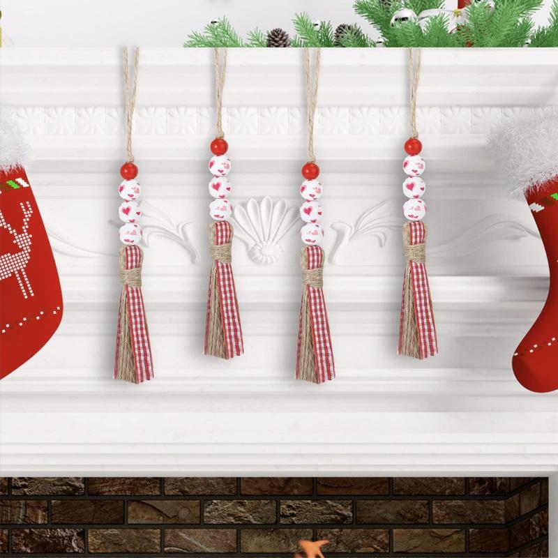 

Подвеска из бусин на День святого Валентина, Свадебное украшение, Офис, Домашнее украшение для подвешивания, Красное сердце, Деревянная кисточка из бусин, Декорация из бусин любви