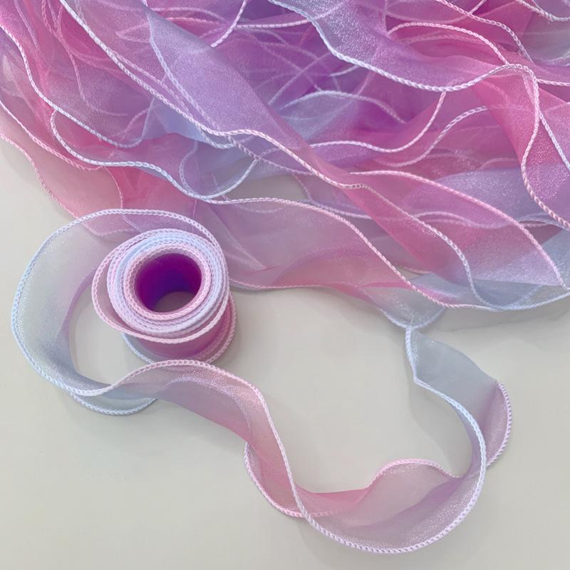 

10Yards Wave Edge 6cm Wide Gift Wrapping Gradient Sewing Supplies Craft Accessories for Headwear Hat DIY Fishtail Yarn A фиолетовый