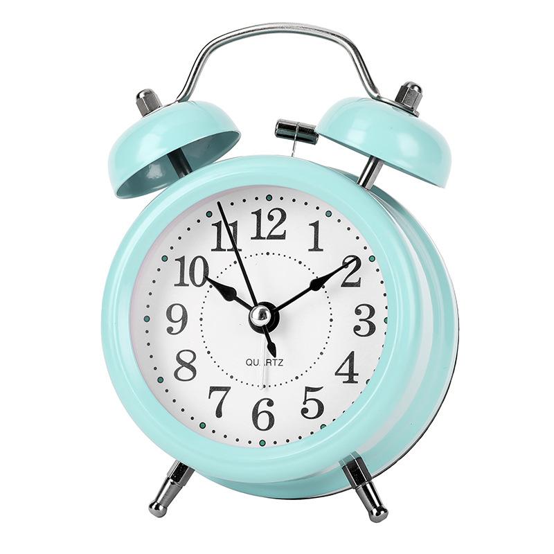 Simple Dormitory Student Alarm Clock Metal Small Alarm Clock Children's Bedroom Bedside Clock Silent Luminous Quartz Watch