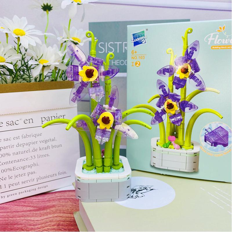 

Градиентные хрустальные цветы - Конструктор, совместимый с Lego, развивающая сборная игрушка и настольное украшение для детей