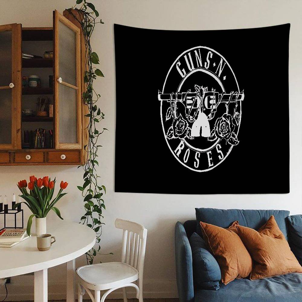 Rock Music Band GGuns N Roses Printed Large Wall Tapestry Hanging Tarot Hippie Wall Rugs Dorm Cheap Hippie Wall Hanging