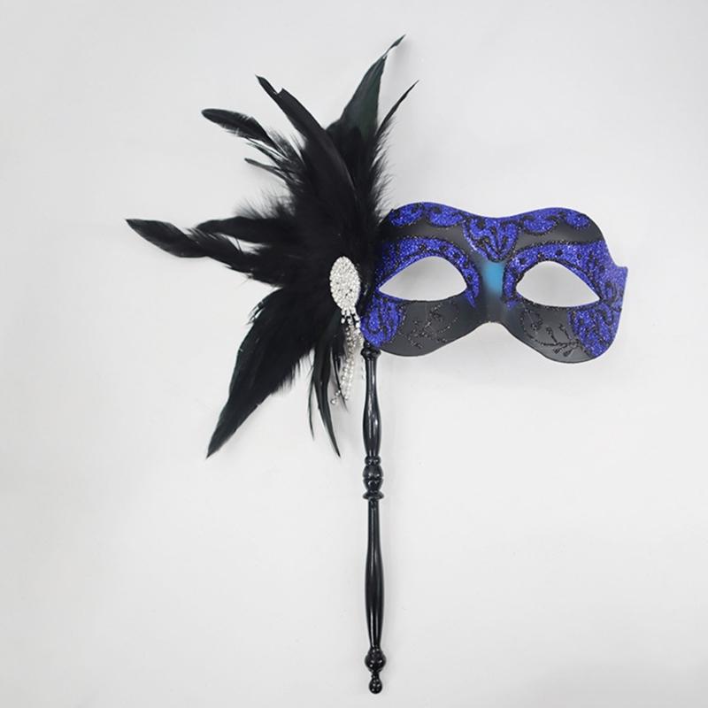 Venetian Masquerade Masks Halloween Mardi Gras Masks with Stick Ball Party Masks