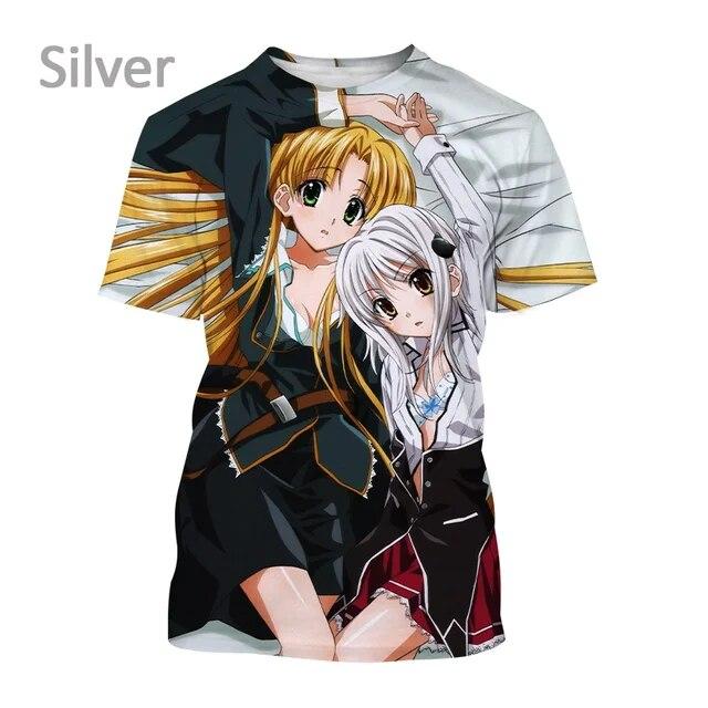 Sommer Herre Japansk Anime High School DxD 3D-trykk T-skjorte Trend Mote Allsidig Casual Rund hals Kortermet Topp