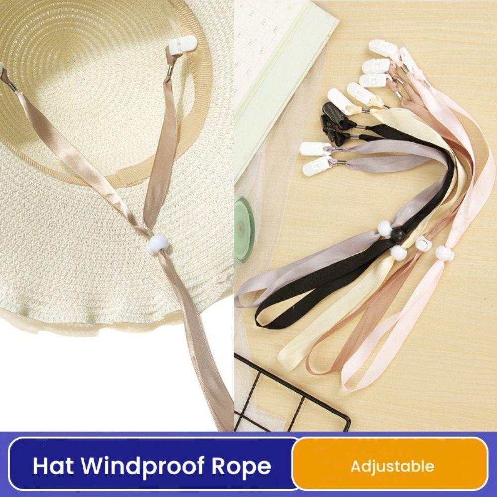 

Anti-Lost Hat Windproof Rope Silk Ribbon Hat Chin Cord Portable Windproof Hat Strap Hat