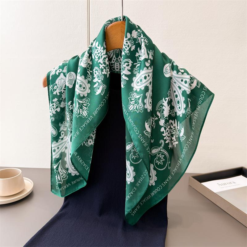 Cashew Print Imitation Silk Scarf Square Scarf High-End Shawl Versatile Neck Small Square Scarf Headscarf Scarf Women