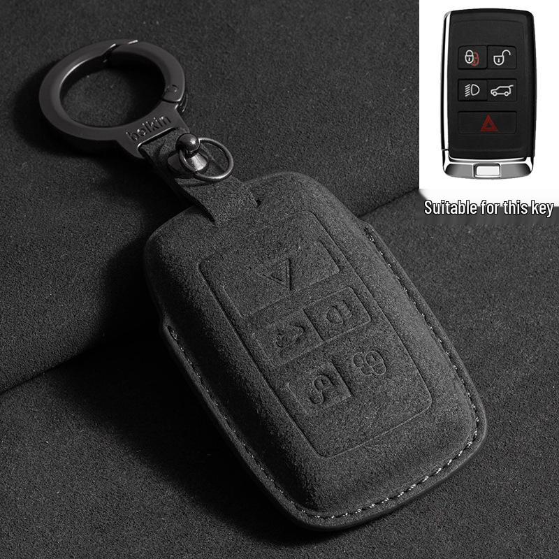 Compatible 3D Suede Key Cover for Land Rover, Range Rover Discovery, Sport 2, and Autobiography 4th/5th Gen Models.