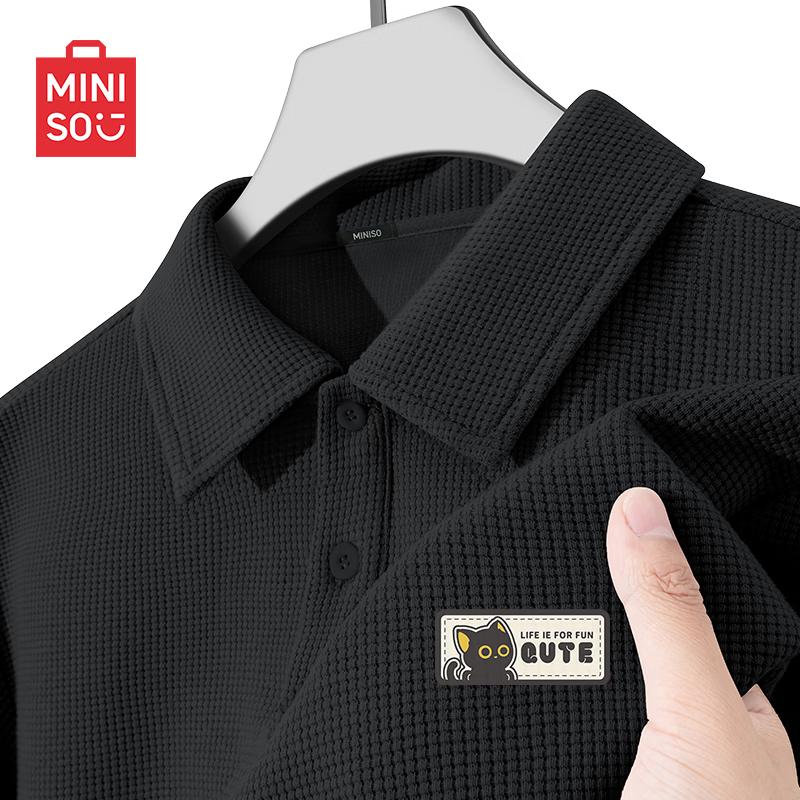 MINISO Men s Japanese Casual Waffle-Knit Polo Shirt M