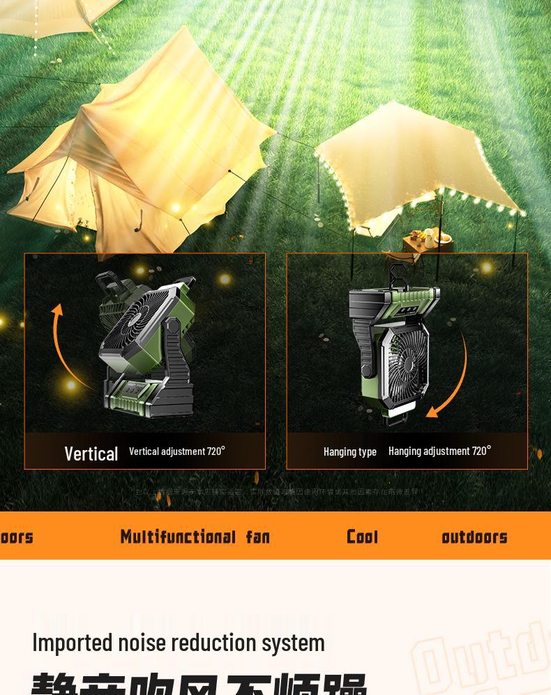 Portable Rechargeable USB Fan with Light for Camping, Outdoor Activities, and Fishing