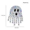 Ghost Inlaid Zircon Crystal Stud Earrings Shiny Women Tassel Dangle Halloween Jewelry Gifts for Her