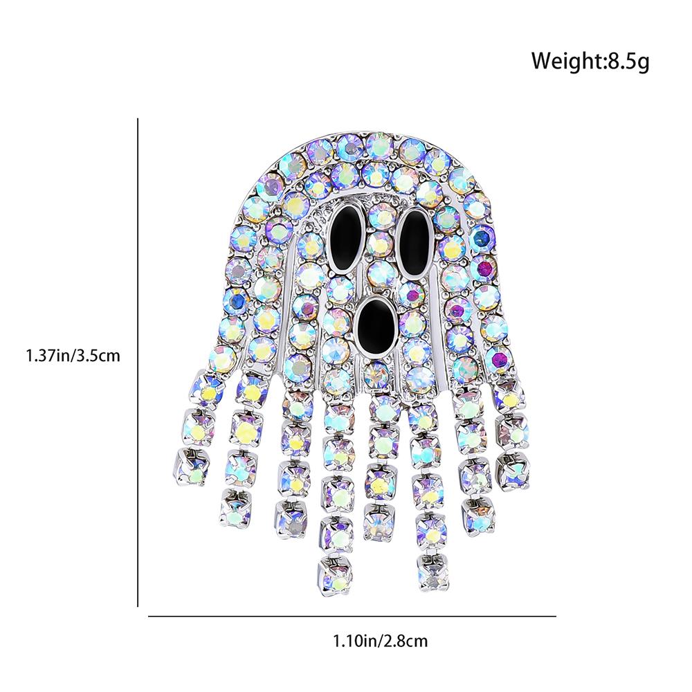 Ghost Inlaid Zircon Crystal Stud Earrings Shiny Women Tassel Dangle Halloween Jewelry Gifts for Her
