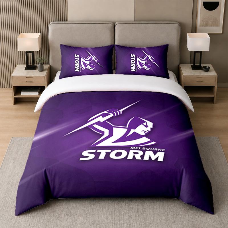 3Pcs Bedding SetMelbourne Storm Soft Bed Sheet and Two Pillowcases Home Bedroom Decor
