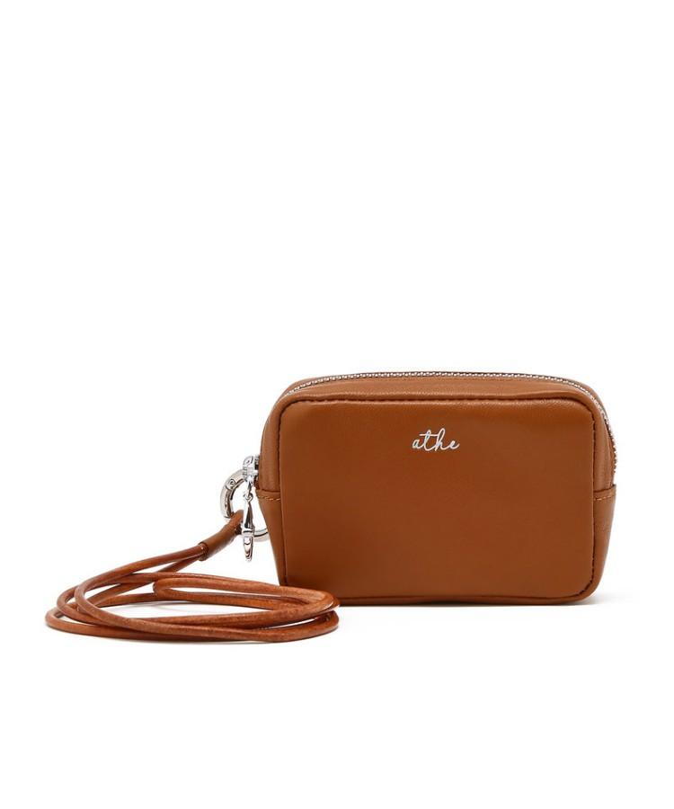 Athe Vanessabruno [Deux] Brown Lambskin Zipper Card Wallet Aaho6E587W2