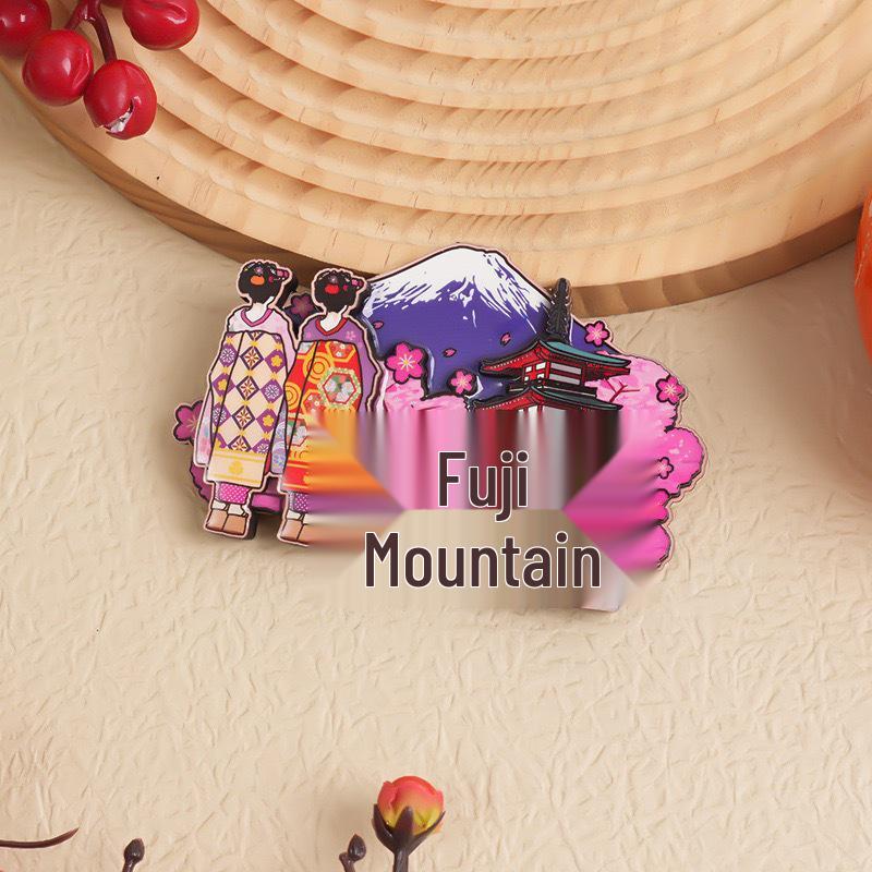 Japanese Epoxy Wood Refrigerator Magnets - Cute Cartoon Cultural Souvenirs, Soft Magnetic