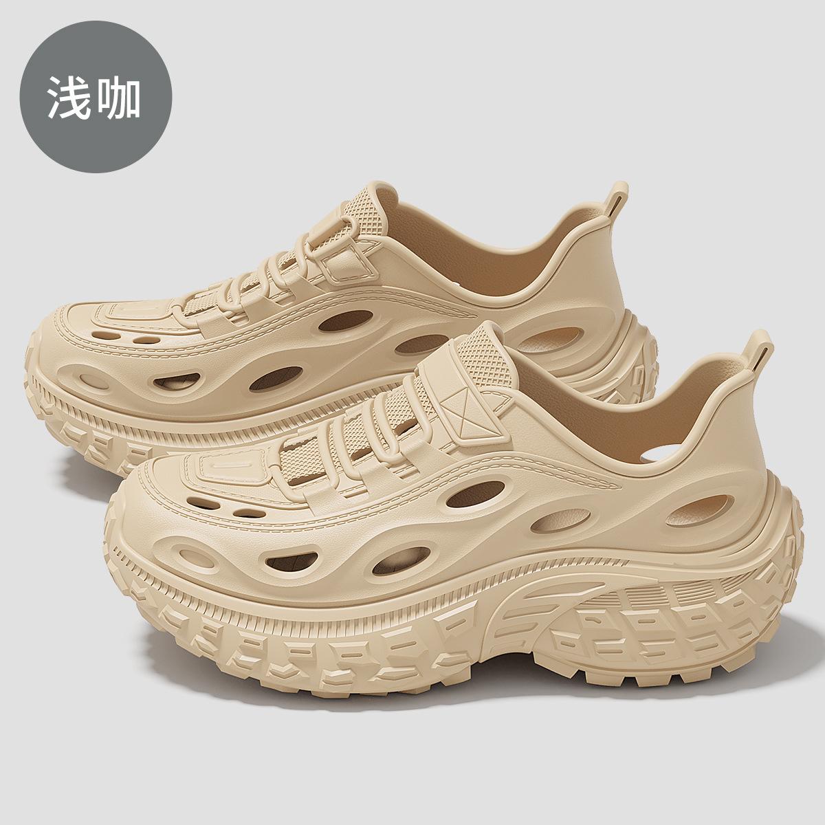 

Модные мужские летние кроссовки, сумка и тапочки, наступающие на дерьмовые туфли, толстоподошвенные нескользящие пляжные тапочки 45 света кофе