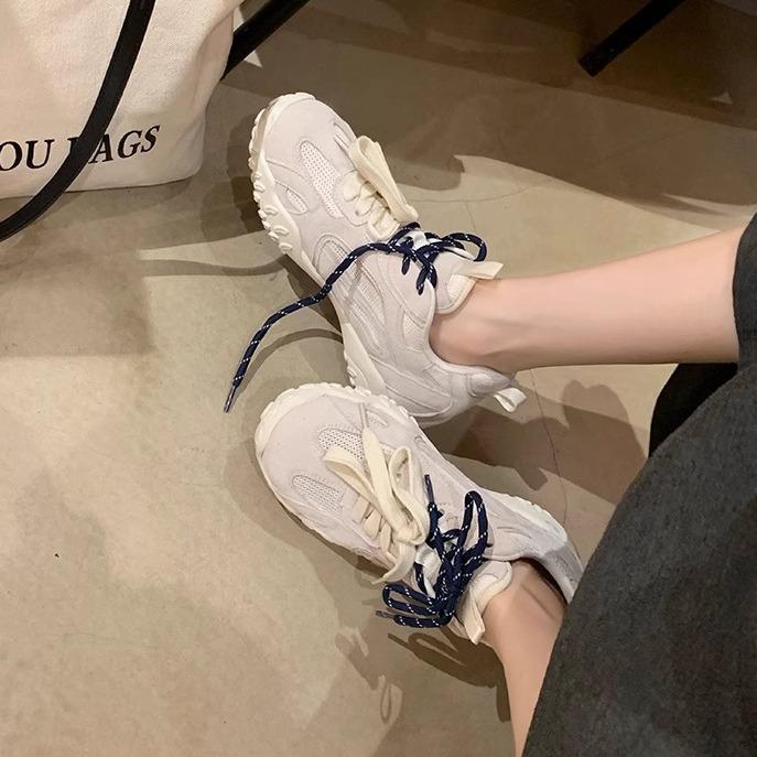 Grape Mom 2025 Autumn New Platform Sports Shoes Casual Wind Breathable Mesh Dad Shoes Summer Light and Thin