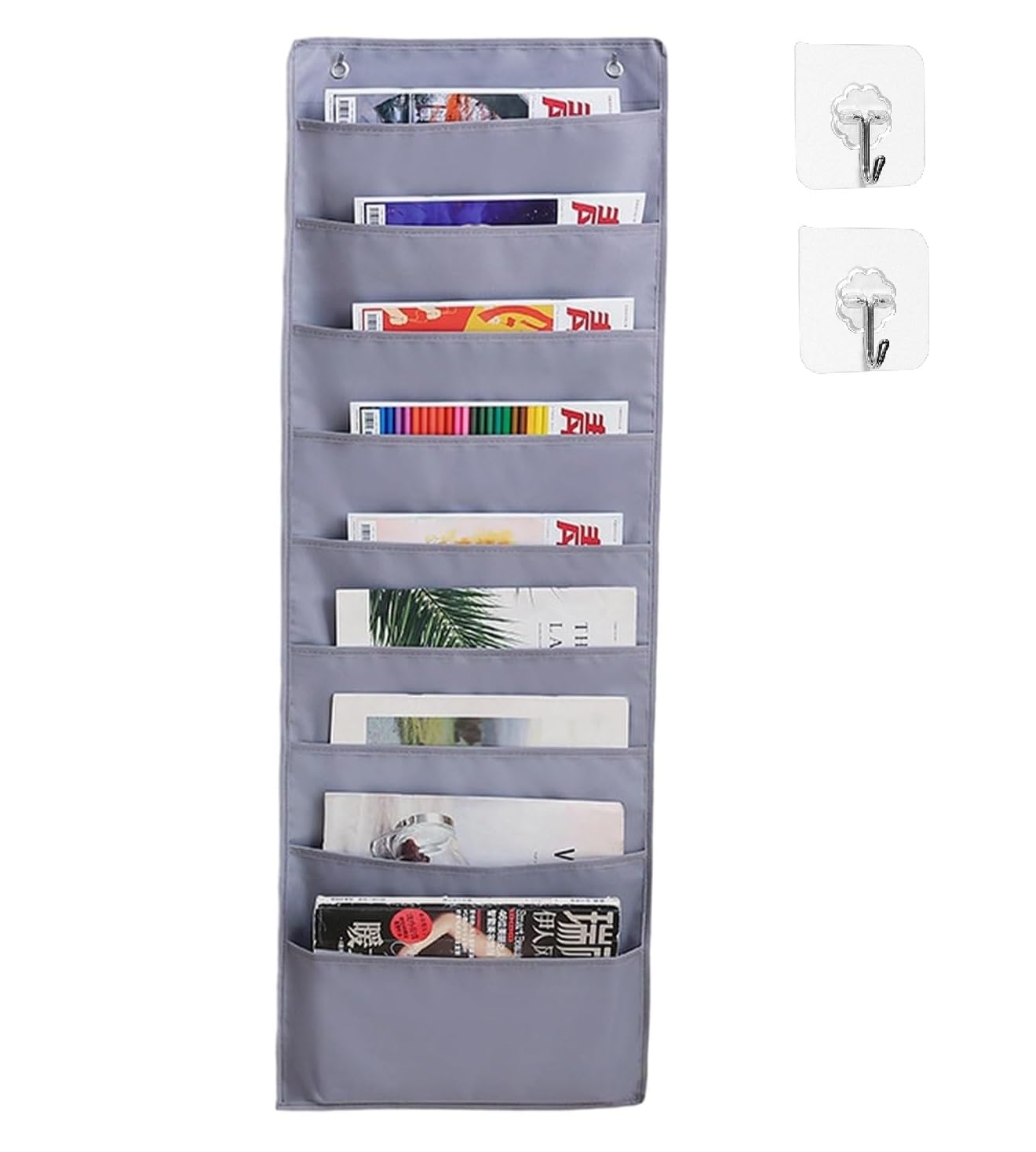 

himsyuden Wall Pocket, 9 Pockets, Holds A4 Size Documents, Door Hanger Pocket, Hanging Bag, Organizes Magazines, Small Items, Books, Documents, and