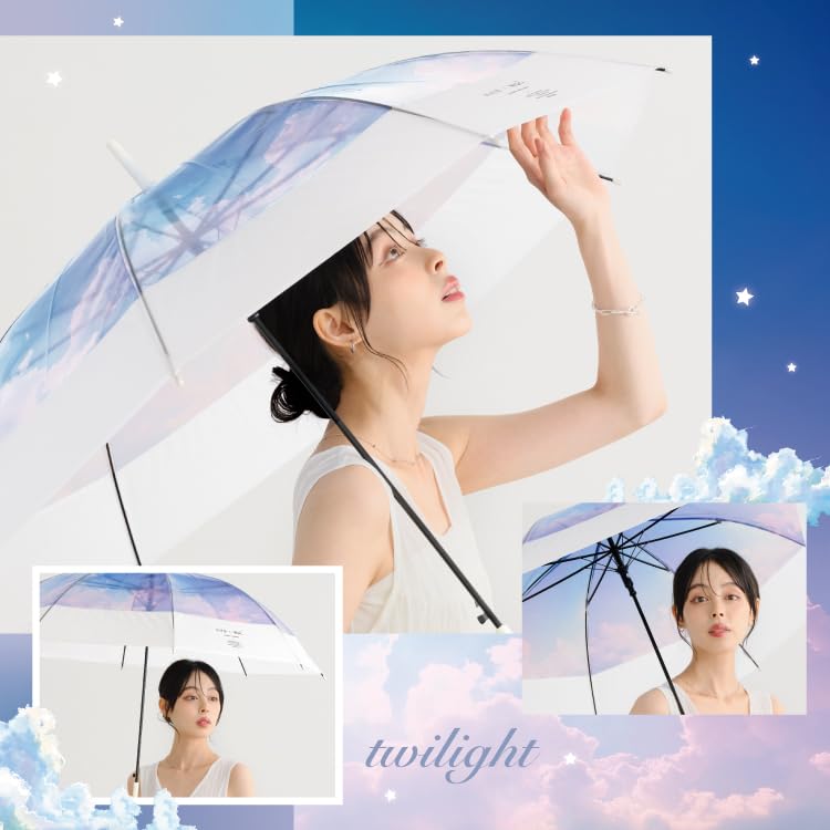 Chikyuya x Sky Blue Long 60cm [2026] Wpc. [Vinyl Umbrella] Wpc. Umbrella, Pink, Umbrella, Ribs, Large, Jump-friendly, Stylish, Cute, Commuting,