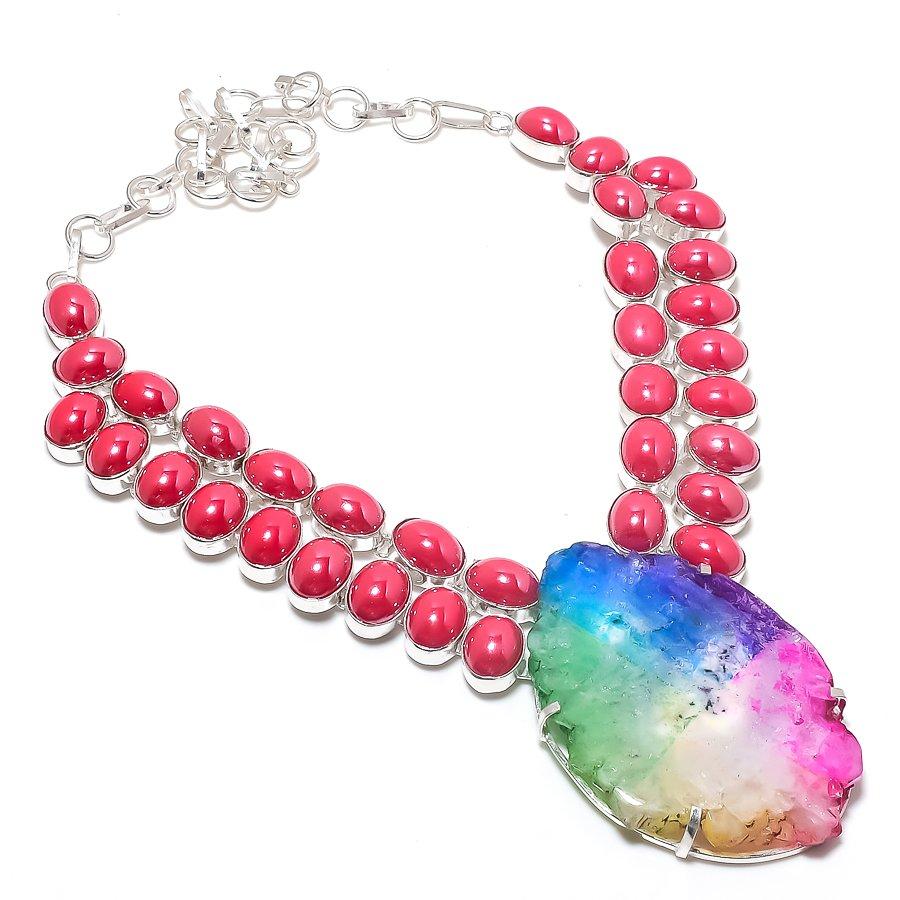 

Natural Rainbow Solar Quartz 925 Sterling Silver Jewelry Necklace 18 d7f16