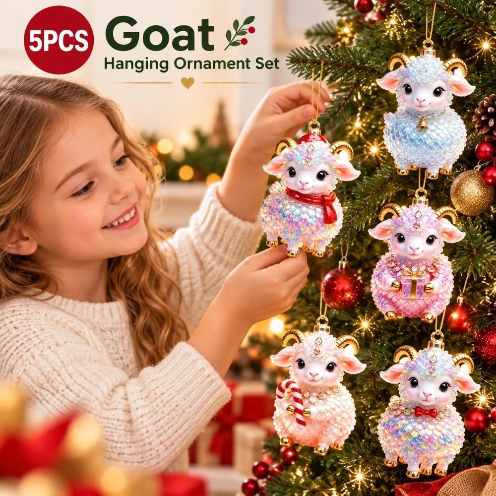 Shining Goat Hanging Ornament Set Acrylic Animal Hanging Decoration Holiday Party Decor