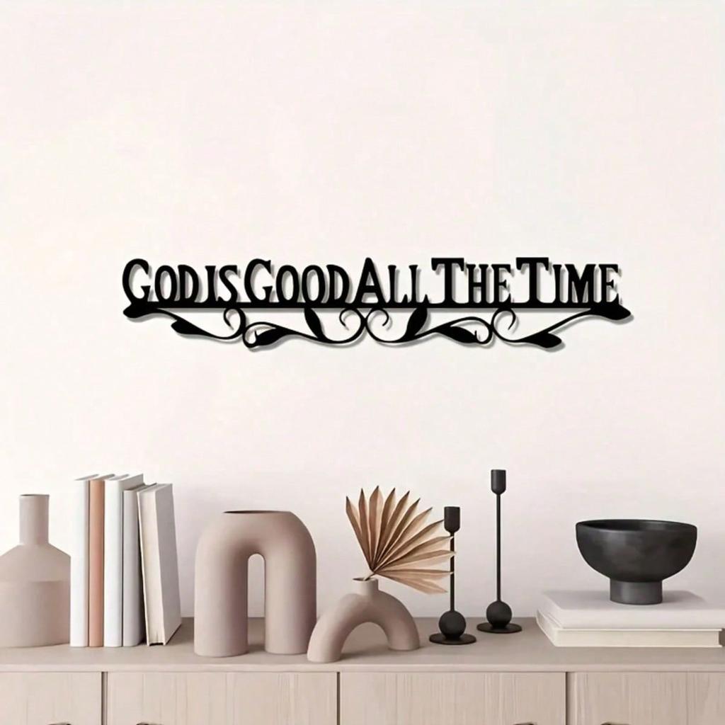 Metal Wall Art God Is Good All The Time Elegant Swirl Design Religious Home Decor Spiritual Gift