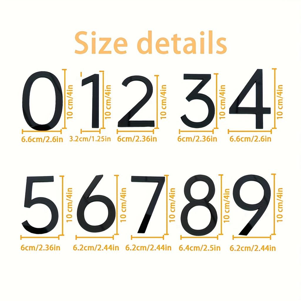 1pc Modern Black Self-Adhesive Acrylic House Number 7 - Easy Install, No Battery Required, Plastic Surface Mount Address Sign for Home