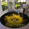 Borussia Individueller Name Runder Teppich, Teppich für Wohnzimmer Schlafzimmer Sofa Spielzimmer Dekor, Rutschfeste Bodenmatte