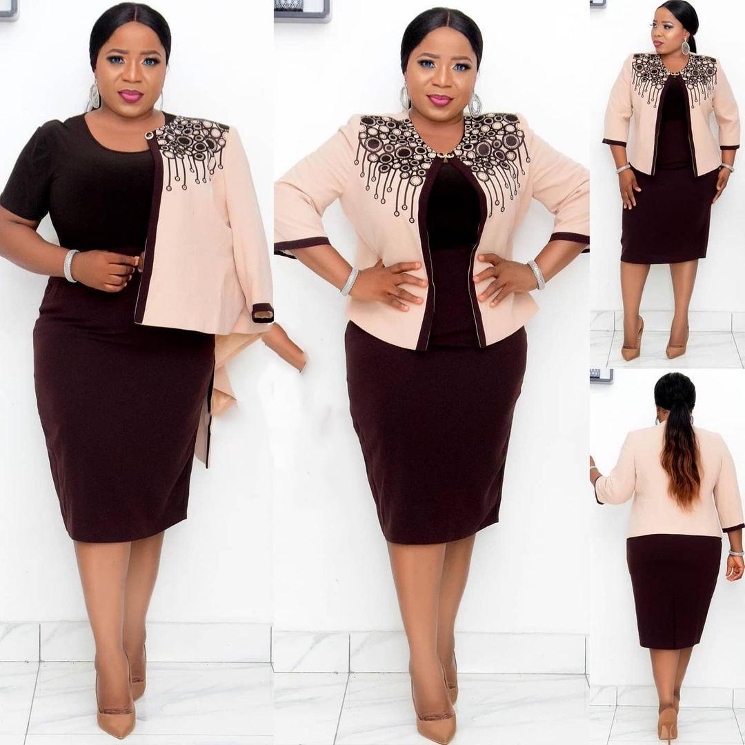 

Платье для африканской мамы больших размеров с жакетом с принтом из органзы - костюм из двух частей 5XL