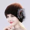 New Knitted Rex Rabbit Fur Hat For Women Winter Warm Natural Fur Hats Thick Outdoor Girl Fashion Real Rex Rabbit Fur Caps