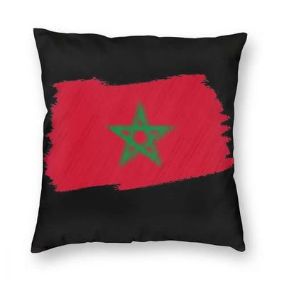 Marokko Flagge Cooles Design Kissenbezug Polyester Dekokissen Marokkanische Lustige Kissenbezüge