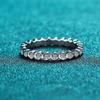 Women's S925 Sterling Silver Plated PT950 Moissanite Wedding Ring - Half or Full Diamond Simulation Tail Design