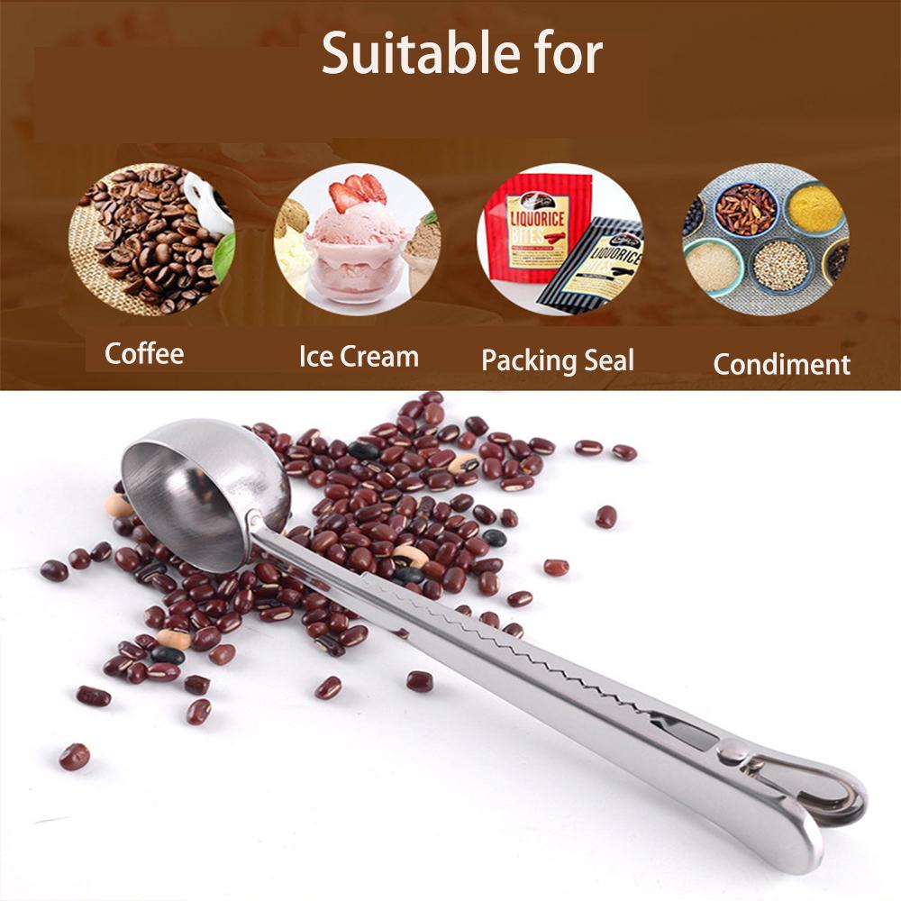 Stainless Spoon with Clip Small Kitchen Accessories Teaspoon Honey Coffee Spoon Condiments Scoop for Restaurant