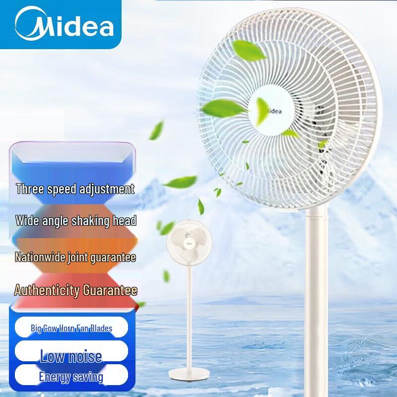 Midea 5-Blade Energy-Saving Pedestal Fan CN plug (adapter included)