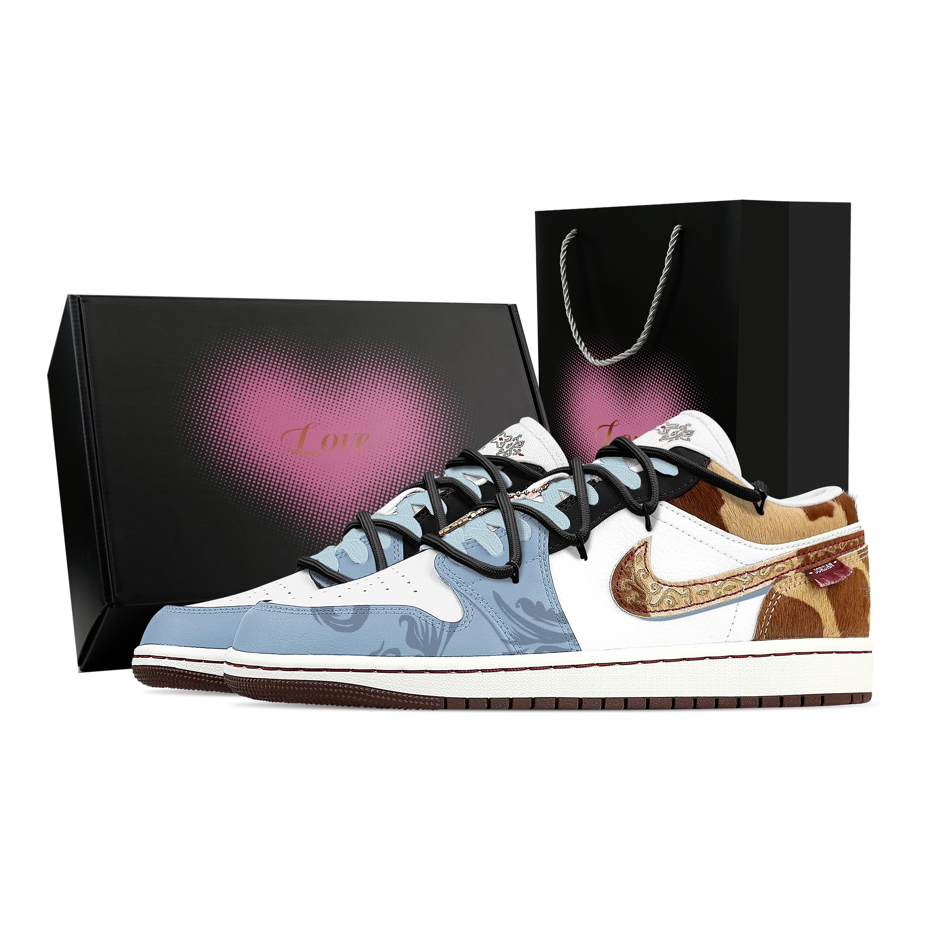 

Jordan Air Jordan 1 Shanhaijing, Heart Box Abrasion Resistant Low top Vintage Basketball Shoes Men s Brown Blue IQ5321-121(Team529-1--) 42