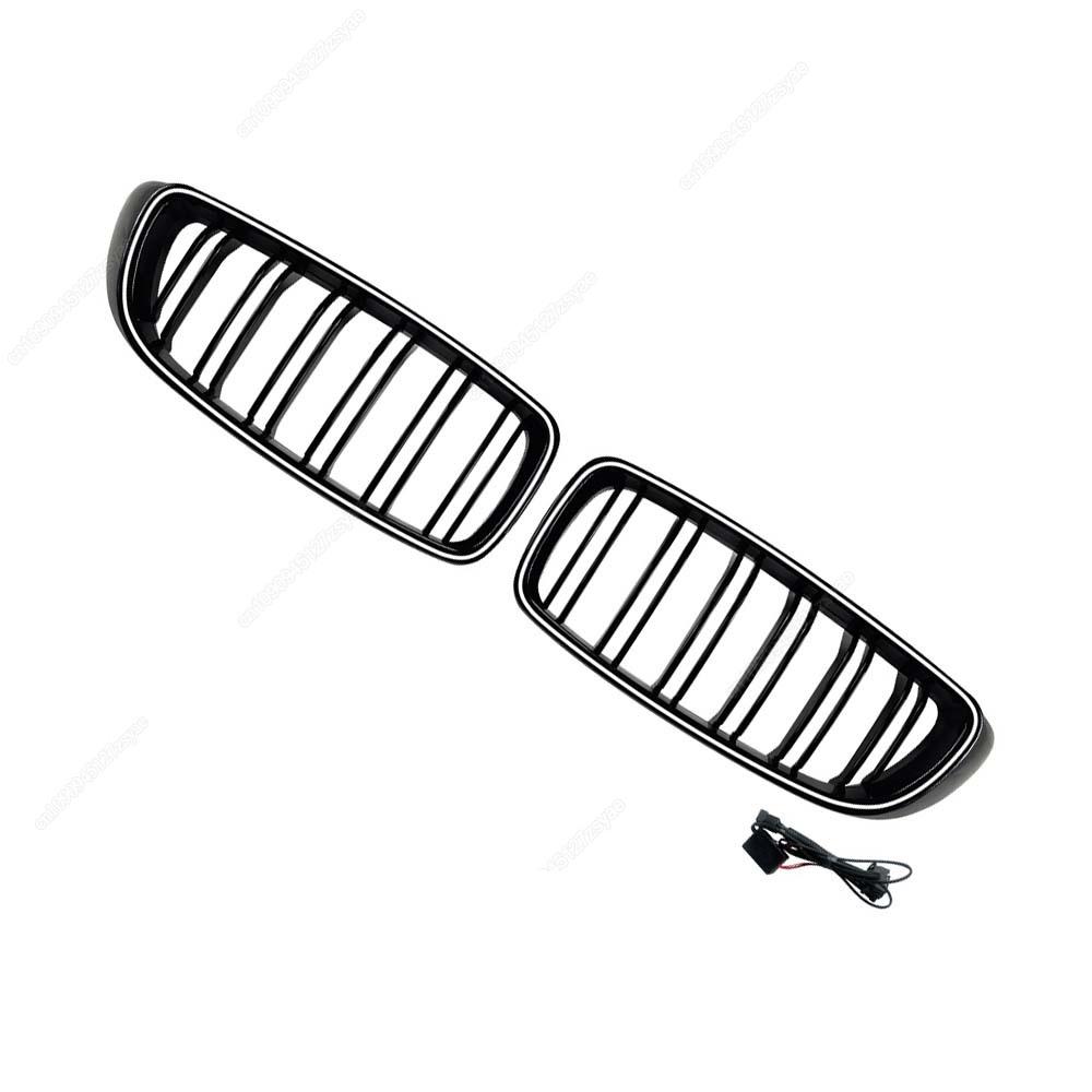 Car Front Bumper Grille LED Light  Racing Grill Single/Double Line Kit For BMW 4 Series F32 F33 F36 2014-2020 Gloss Black Tuning