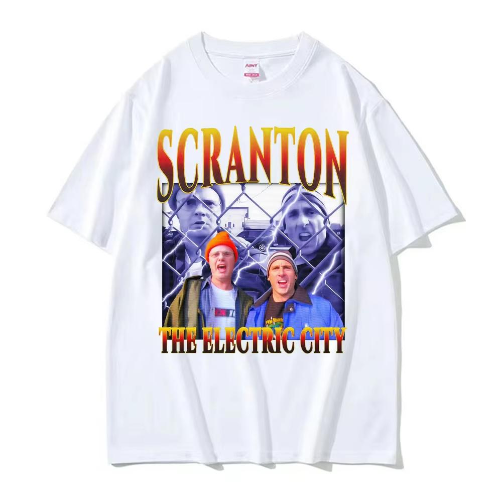 Funny Scranton The Electric City Vintage 90s Movie T Shirts Mens Clothing Fashion Classic Tshirt Cotton Comfort Casual T Shirt
