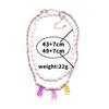 Bohemian Rice Bead Flower Multilayer Handmade Beaded Necklace Hip Hop Bear Pendant Double Necklace
