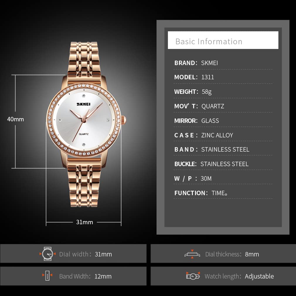 Simple and Stylish Wristwatch with This Watch Is and Features a Stainless Steel a Luxurious Gift for Women's Diamonds. Gold-colored Waterproof,