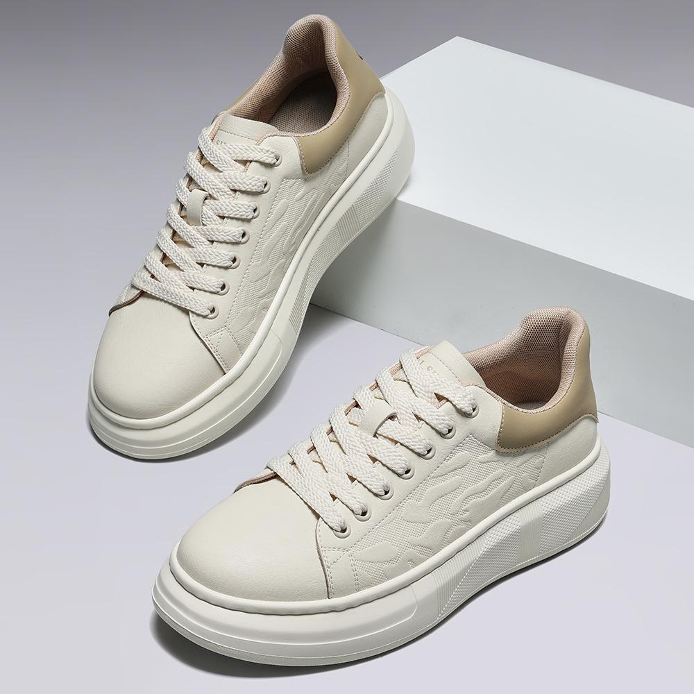 

Кожаная обувь мужская лето 2024 новая кожа дышащая повседневная обувь для скейтборда мужская дезодорирующая увеличение роста один педаль обувь Doudou 44