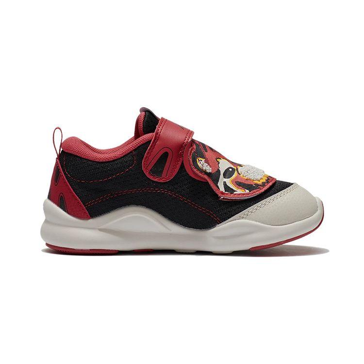 Li Ning Kids Tiger Power Sports Non-Slip Shock Absorbing Wear-Resistant Casual Shoes Kids Casual Shoes Black Red YKNS002-1