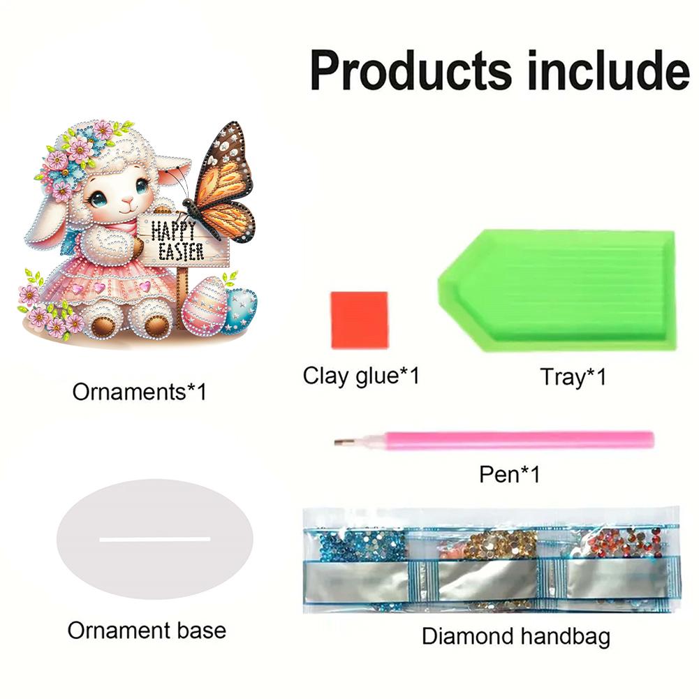 Easter Sheep Diamond Painting Tabletop Ornaments Kit Acrylic Special Shape Diamond Painting Desktop Decors Bedroom Table Decor