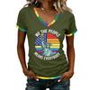 Women's Casual V Neck Short Sleeve T Shirt with Statue of Liberty Graphic and Patriotic Print for Everyday Wear and Outdoor Activities