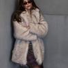 Winter New Infected Pointed Imitation Fox Fur Coat Women's Medium and Long Wool Coat Thickened