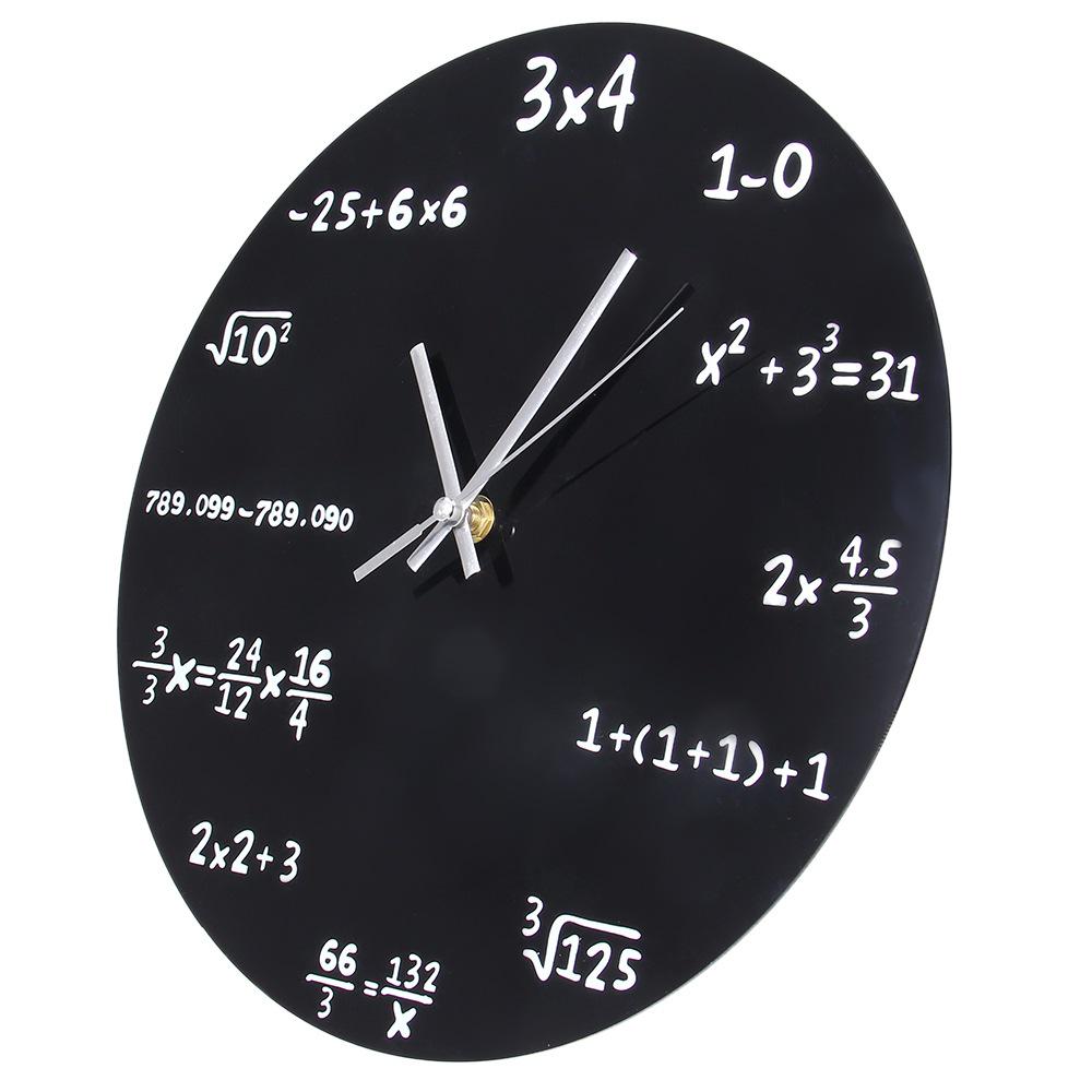 Simplistic European Wooden Wall Clock with Digital Math Function Design - Silent Movement
