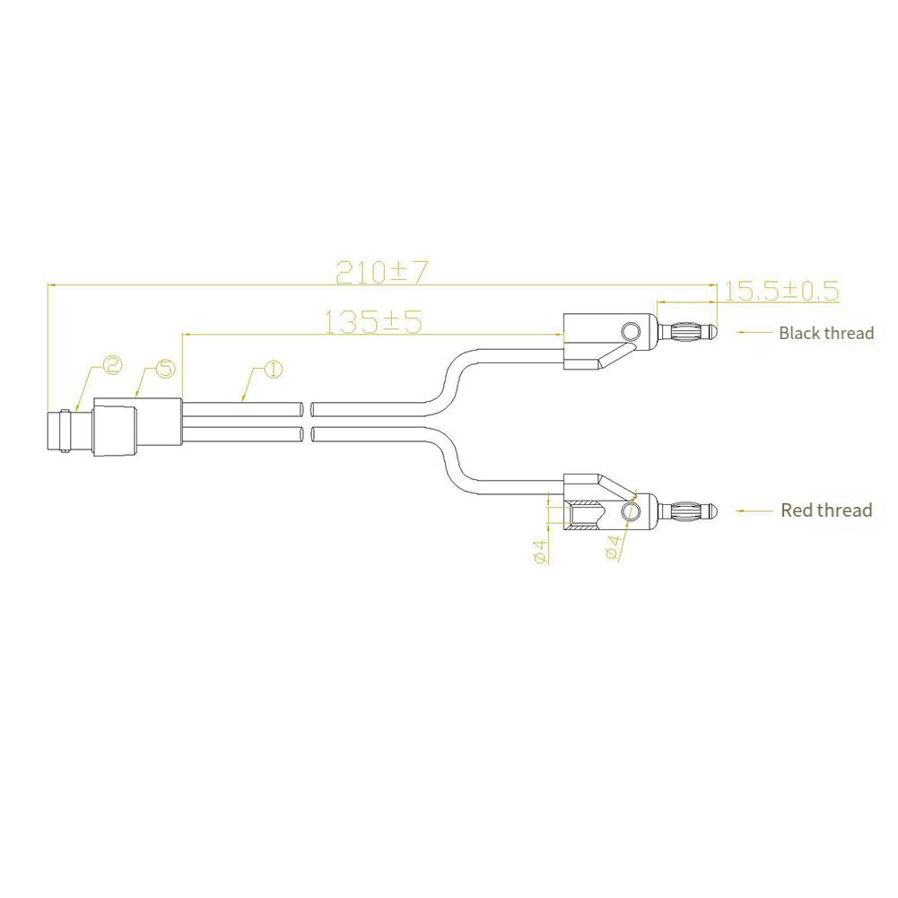 BNC To Banana BNC Test Leads Hand-held Testing 135 5mm 5A Rated Current Industrial Application For Multimeters