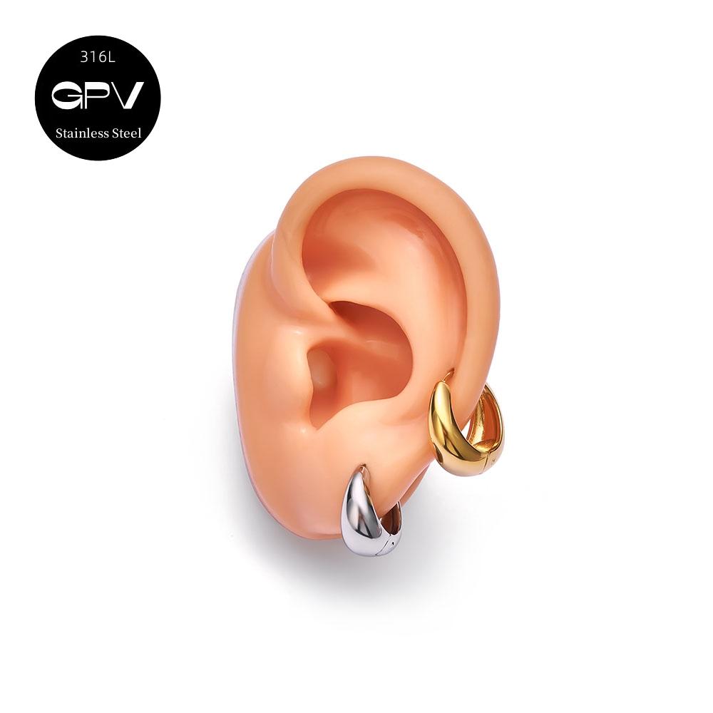 2PCS 316L Medical Stainless Steel Earrings With A Niche Design Women's Perforated Zircon Light Luxury Ear Rings