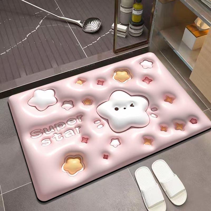 Floor Mat 3D Visual Effect Quick Drying Diatom Mud 40x60cm Flower Pattern Bathroom Anti-slip Floor Mat Daily Use DROPSHIPPING