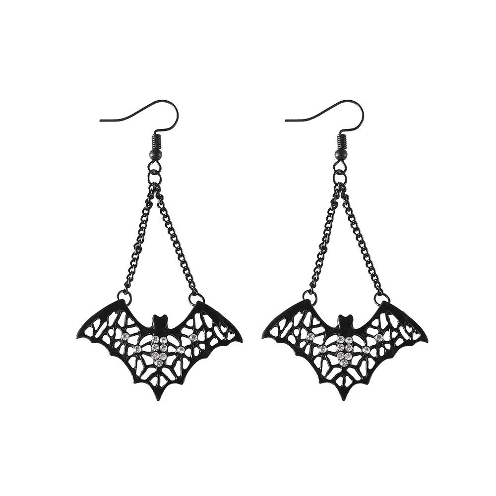 Vintage Gothic Vampire Bat Black Rose Earrings for Women 2025 Creative Holiday Party Personalized Jewelry Halloween Gifts