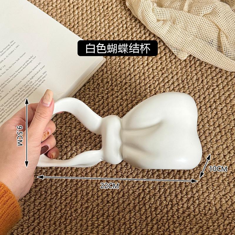 Wind Bow Shape Ceramic Cup Design Sense Color Glaze Girls Gift High Value Couple Cup