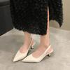 Women's Medium Heel Sandals Pointed Toe Thin Heels Leaking Heel Shoes for Women Fashion Dress Party One Kick Sandalias De Mujer